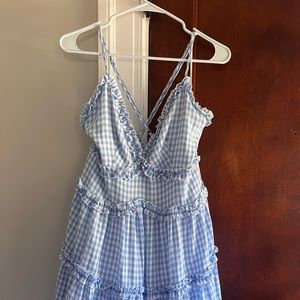 blue gingham dress